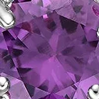Lab Created Round Gemstone and White Topaz Halo Pendant Necklace Sterling Silver