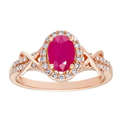 1 ct. t.w. Ruby and 1/4 Diamond Ring 10K Rose Gold