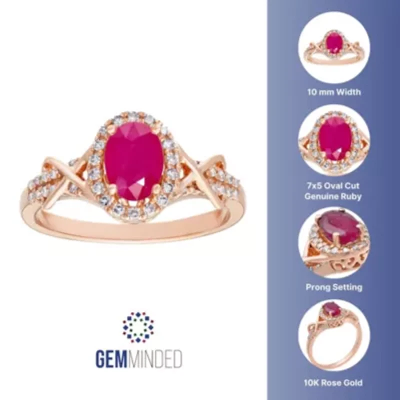 1 ct. t.w. Ruby and 1/4 Diamond Ring 10K Rose Gold