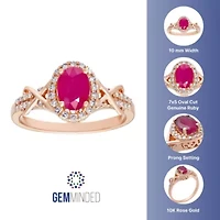 1 ct. t.w. Ruby and 1/4 Diamond Ring 10K Rose Gold