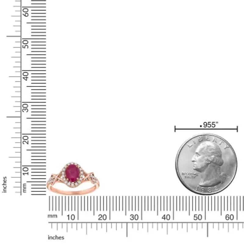 1 ct. t.w. Ruby and 1/4 Diamond Ring 10K Rose Gold