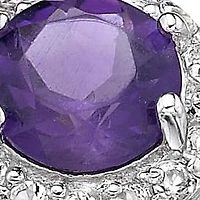 Round Gemstone and White Topaz Halo Ring Sterling Silver
