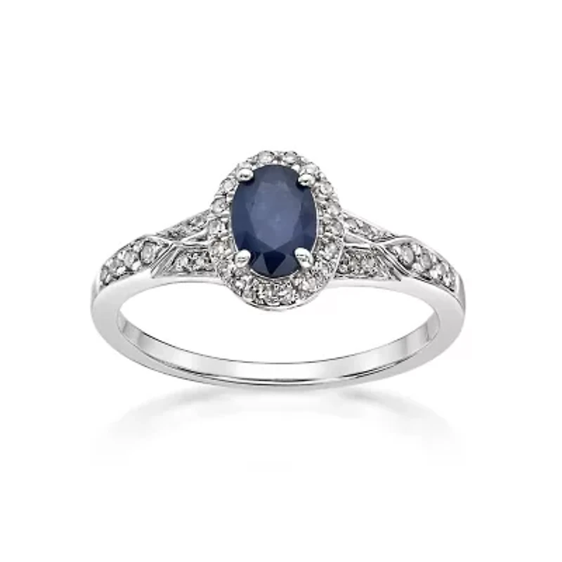 1 ct. t.w. Sapphire and 1/4 Diamond Ring Sterling Silver