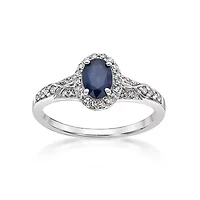1 ct. t.w. Sapphire and 1/4 Diamond Ring Sterling Silver