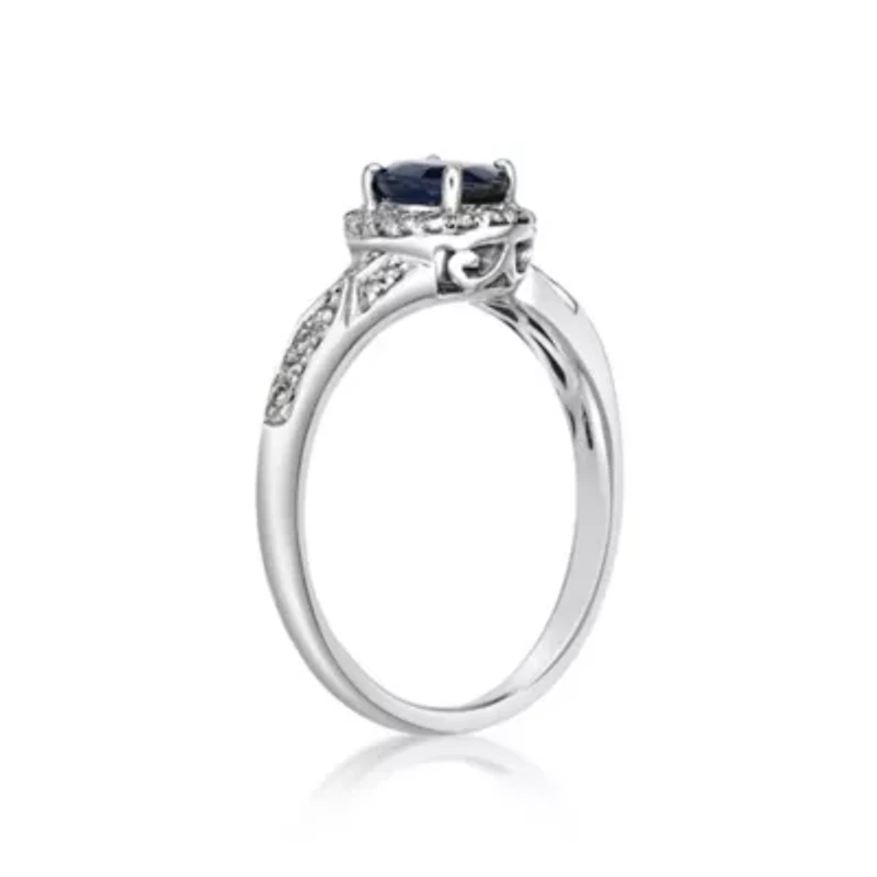 1 ct. t.w. Sapphire and 1/4 Diamond Ring Sterling Silver