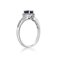 1 ct. t.w. Sapphire and 1/4 Diamond Ring Sterling Silver