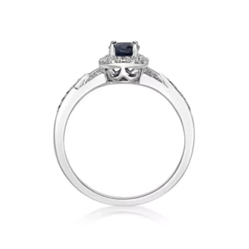 1 ct. t.w. Sapphire and 1/4 Diamond Ring Sterling Silver