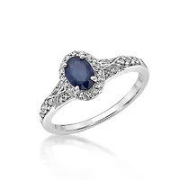1 ct. t.w. Sapphire and 1/4 Diamond Ring Sterling Silver