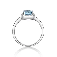 Cushion Gemstone and White Topaz Halo Ring Sterling Silver