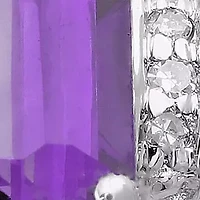 Emerald cut Gemstone and Diamond Accent Ring 10K White Gold