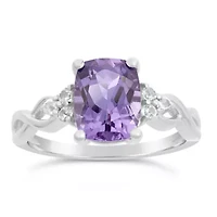 Cushion Gemstone and White Topaz Ring 10K Gold