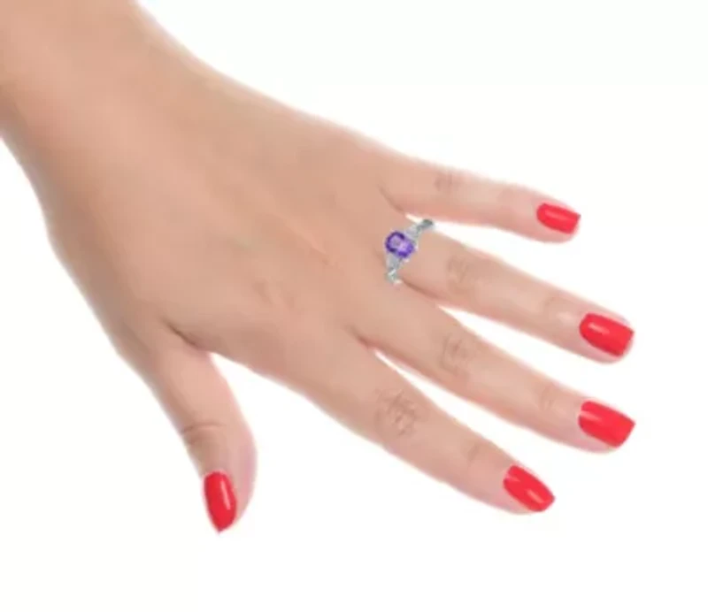 Cushion Gemstone and White Topaz Ring 10K Gold