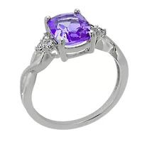 Cushion Gemstone and White Topaz Ring 10K Gold