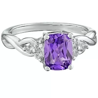 Cushion Gemstone and White Topaz Ring 10K Gold