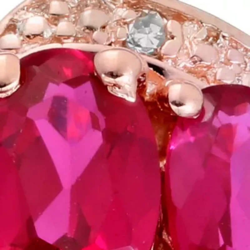 1 ct. t.w. Created Ruby and White Topaz Accent Ring Rose Gold Plating Silver