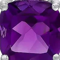 Lab Created Women's Sterling Silver Cushion Cut Gemstone & Diamond Accent Pendant Necklace