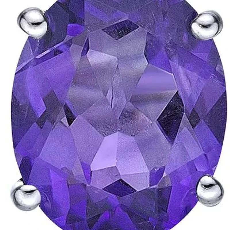Sterling Silver Gemstone Pendant with Diamond Accent on 18" Box Chain