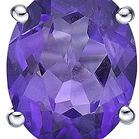 Sterling Silver Gemstone Pendant with Diamond Accent on 18" Box Chain