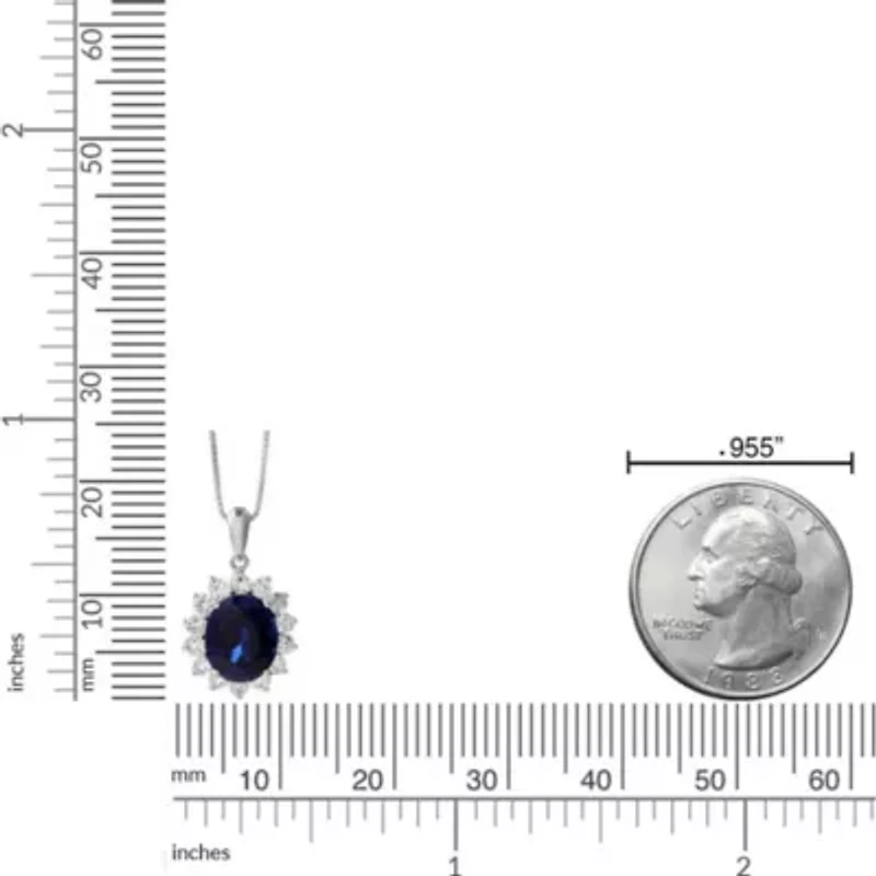 Lab Created Oval Gemstone and 1.1 ct. t.w. White Sapphire Pendant Necklace Sterling Silver