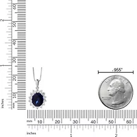 Lab Created Oval Gemstone and 1.1 ct. t.w. White Sapphire Pendant Necklace Sterling Silver