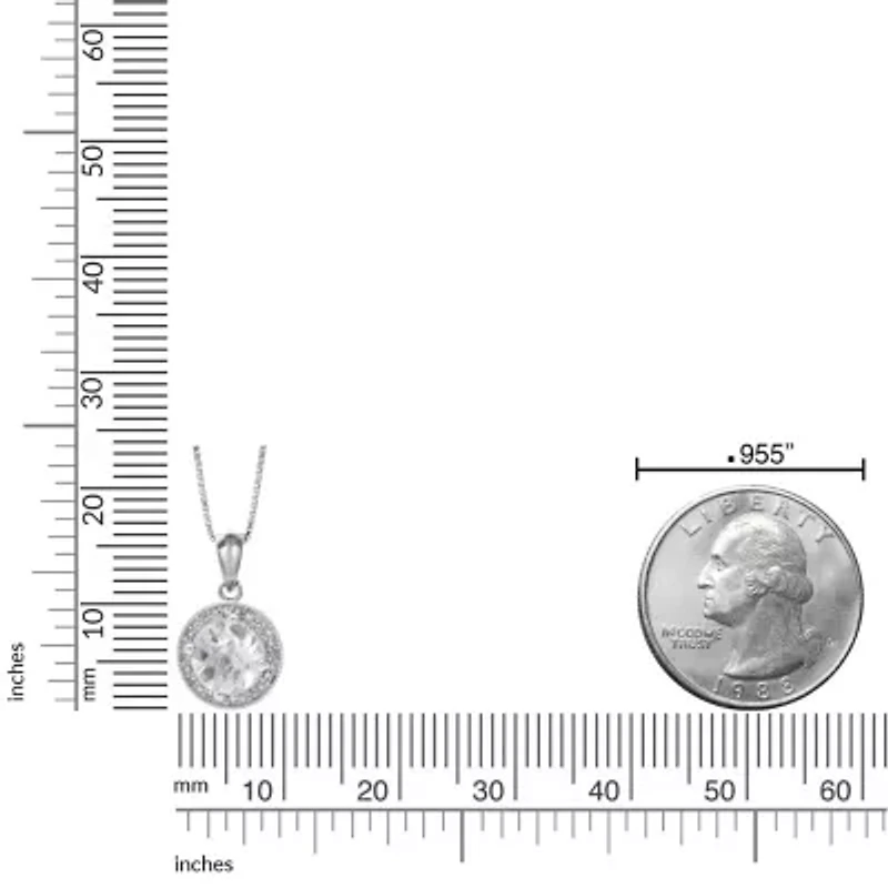 Lab Created Center Gemstone with White Sapphire and Diamond Accent Pendant Necklace Sterling Silver