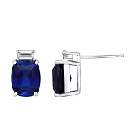 Lab Created Women's Sterling Silver Gemstone & White Topaz Accent Earrings