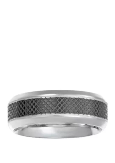 Mens Stainless Steel Ring with Black Ion Plating