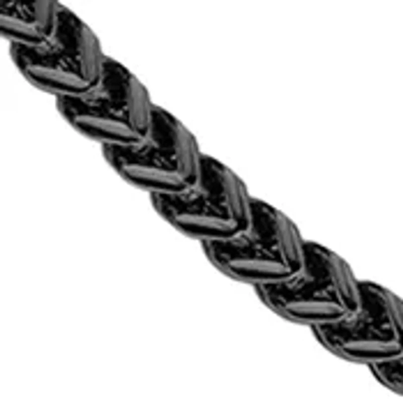 Stainless Steel 2.5 Millimeter Foxtail Chain Necklace with Black Ion Plating, 24 Inch