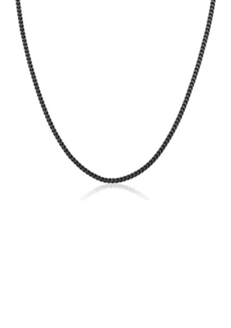 Stainless Steel 2.5 Millimeter Foxtail Chain Necklace with Black Ion Plating, 24 Inch