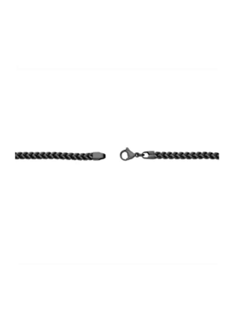 Stainless Steel 2.5 Millimeter Foxtail Chain Necklace with Black Ion Plating, 24 Inch