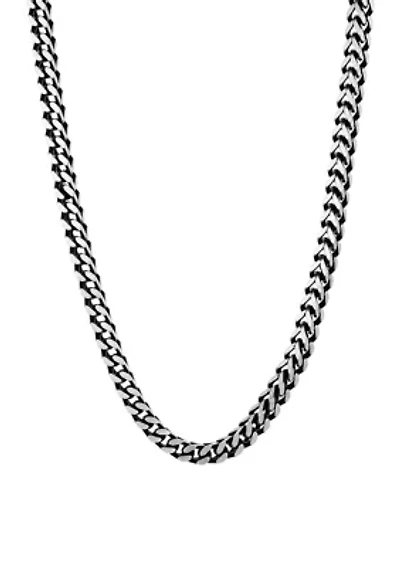 Stainless Steel 5 Millimeter Foxtail Chain Necklace with Two-Tone Black Ion Plating, 24 Inch
