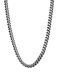 Stainless Steel 5 Millimeter Foxtail Chain Necklace with Two-Tone Black Ion Plating, 24 Inch