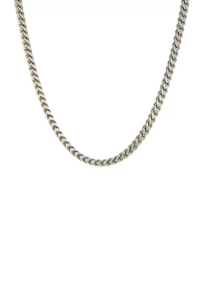 Stainless Steel 5 Millimeter Foxtail Chain Necklace with Two-Tone Gold Tone Ion Plating, 24 Inch