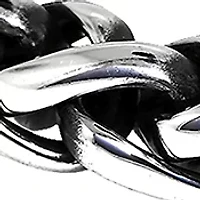 Stainless Steel 8 Millimeter Wheat Chain Bracelet with Black Plating Inlay, 10 Inch