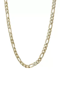 Stainless Steel 4 Millimeter Figaro Chain Necklace with Gold Tone Ion Plating, 24 Inch