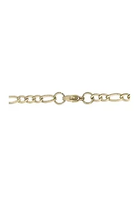 Stainless Steel 4 Millimeter Figaro Chain Necklace with Gold Tone Ion Plating, 24 Inch