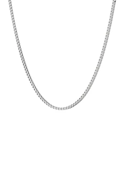Stainless Steel 2 Millimeter Box Chain Necklace, 24 Inch