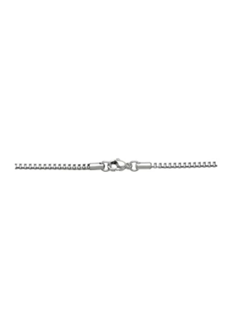 Stainless Steel 2 Millimeter Box Chain Necklace, 24 Inch