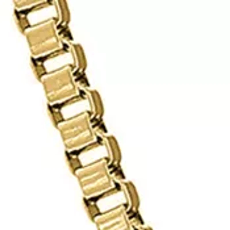 Stainless Steel 2 Millimeter Box Chain Necklace with Gold Tone Ion Plating, 24 Inch