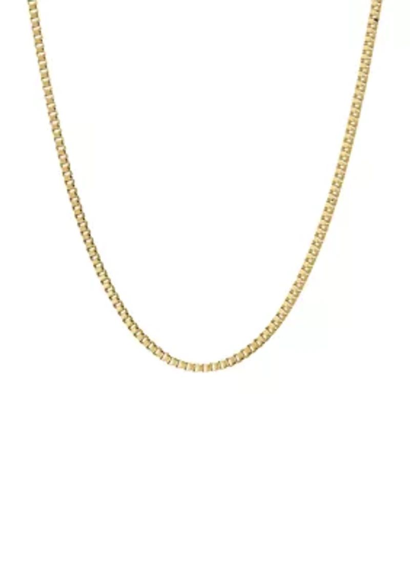 Stainless Steel 2 Millimeter Box Chain Necklace with Gold Tone Ion Plating, 24 Inch