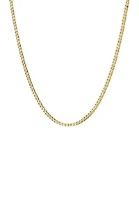 Stainless Steel 2 Millimeter Box Chain Necklace with Gold Tone Ion Plating, 24 Inch