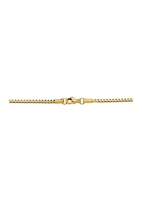 Stainless Steel 2 Millimeter Box Chain Necklace with Gold Tone Ion Plating, 24 Inch