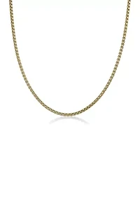 Stainless Steel 4 Millimeter Round Box Chain Necklace with Gold Tone Ion Plating, 24 Inch