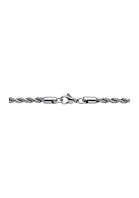 Stainless Steel 4 Millimeter Rope Chain Necklace, 24 Inch