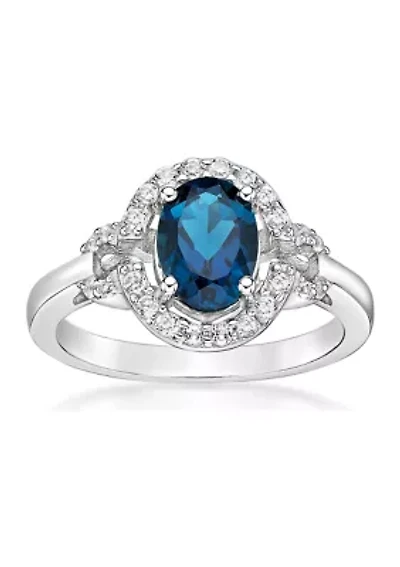 1.63 ct. t.w. London Blue Topaz and 1/2 White Ring Sterling Silver