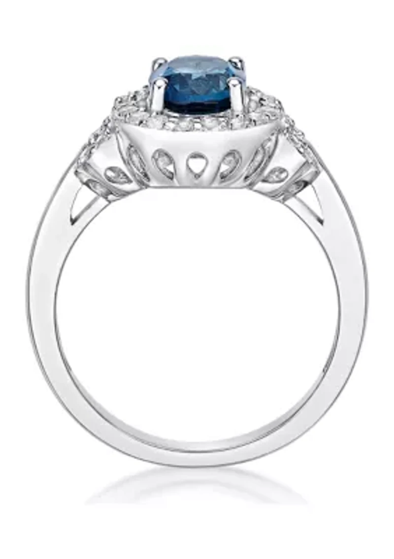 1.63 ct. t.w. London Blue Topaz and 1/2 White Ring Sterling Silver