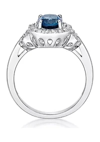 1.63 ct. t.w. London Blue Topaz and 1/2 White Ring Sterling Silver