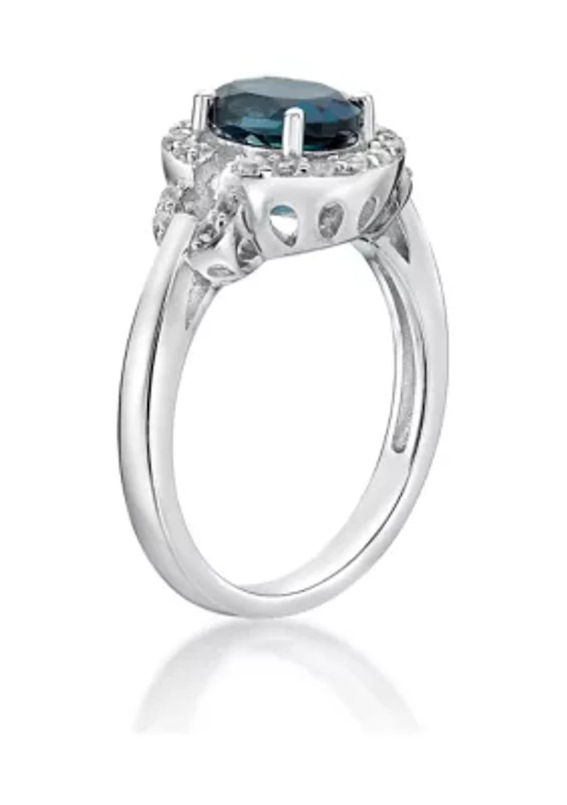 1.63 ct. t.w. London Blue Topaz and 1/2 White Ring Sterling Silver