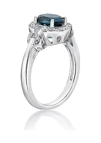 1.63 ct. t.w. London Blue Topaz and 1/2 White Ring Sterling Silver