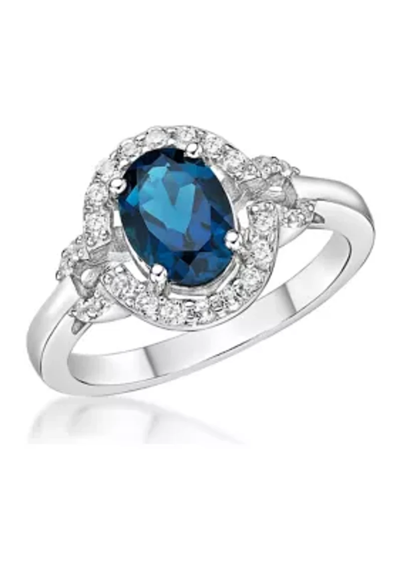 1.63 ct. t.w. London Blue Topaz and 1/2 White Ring Sterling Silver
